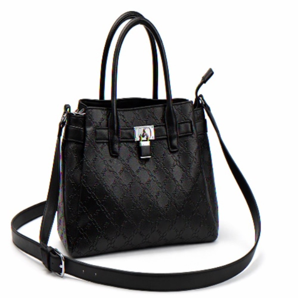 Nine West Black Vintage Y2K Shoulder Bag Faux Leather Lock Detail - Picture 2 of 13